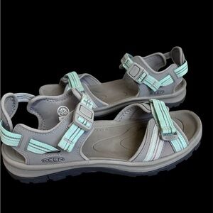 KEEN Terradora II Open Toe Sandals Light Gray/Ocean Wave Colorway Size 8 EUC
